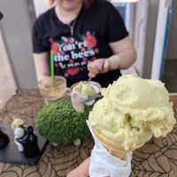 Lemon and basil ice cream at Colin's in Chepstow