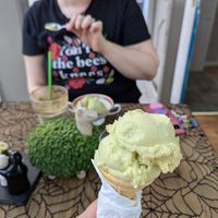 Lemon and basil ice cream at Colin's in Chepstow