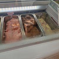 Strawberry, chocolate,  cherry bakewell at Colin's in Chepstow