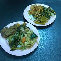 delicious meals! we asked to try a variety of dishes and this is what we got! at Kob Chai 1 in Bangkok