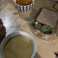 Lentil and tomato soup   at Hamarakia in Jerusalem