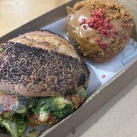 Chicken parmesan sandwich and biscoff donutt  at WLG - Belen Vegan Bakery - Domestic in Wellington