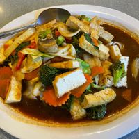 Heavenly Noodle (vegan) with tofu   at Lucky Thai Elephant Restaurant in Newport