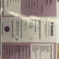 Menu at Acai Attendant Café in Bern