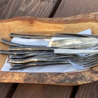 Lovely cutlery and bowls   at Mike's Cafe and Wine Bar in San Juan Island