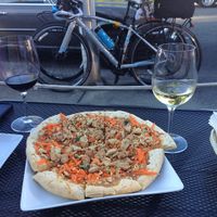 Thai peanut pizza  at Mike's Cafe and Wine Bar in San Juan Island