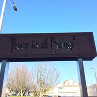 Peace to all beings :) at Mike's Cafe and Wine Bar in San Juan Island