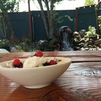 Mint chocolate chip unlike anything I’ve ever had (banana split)  at Mike's Cafe and Wine Bar in San Juan Island