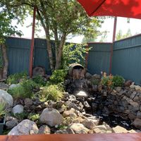 Beautiful outdoor sitting area at Mike's Cafe and Wine Bar in San Juan Island