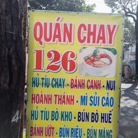 Sign outside with name and menu at Quan Chay 126 in Ho Chi Minh City