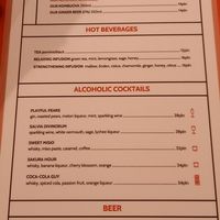 Drinks menu at Neon in Gdansk
