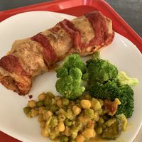 Enchiladas and broccoli from the buffet at 108 in Ljubljana