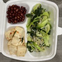 Tofu, vegetables and peanuts (+rice, not on the picture) for 40k  at Quán Huê Lê in Quang Ninh