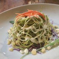 zucchini noodles with delicious cashew dressing at GreenWoods Raw Cafe in Kowloon