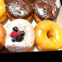 Polar Berry Club topped with fresh berries.  at Donut Friend - Highland Park in Los Angeles