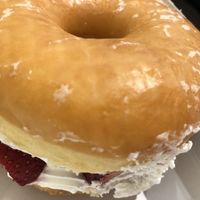 The Strawberry Lab was like if Strawberry shortcake was a doughnut and it was all so right!   at Donut Friend - Highland Park in Los Angeles