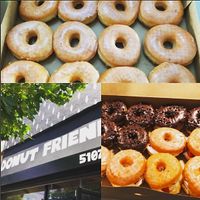 Plain glazed, Strawberry Lab and Fudgegazi at Donut Friend - Highland Park in Los Angeles