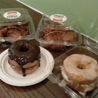 Walnut Voodoo, apple fritters and a chocolate cream donut at Donut Friend - Highland Park in Los Angeles