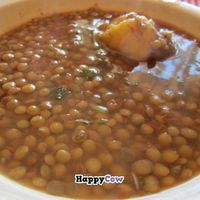 lentils with greens and - surprise! - plantain at Comedor Familiar Vegetariano in Mexico City