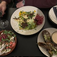 Baked kale, miso aubergine and crispy potato salad (everything was delicious)   at Jung & Alt in Cologne