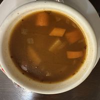 Vegan potato soup (comes with dinner)  at Old Hamlin Restaurant in Ludington