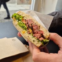 Vegan meat sandwich at Die Vegane Fleischerei in Berlin