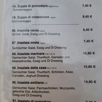 Menu, vegan options are labeled at Piazza Siciliana da Sebastiano in Sankt Augustin