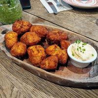 Cauliflower bites with kimchi alioli mayo (starter). at Pan y Circo in Sevilla
