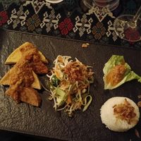Fried tofu and tempeh with spicy sauce at Cinta Rasa in Turin