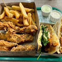 Cero Tenders y Sandwich de Hummus at Cero Pollito - Portal 80 in Bogota