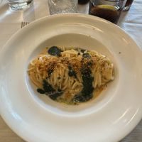 Spaghetti with humus, spinach and lemon zest!   at Da Gio in Reggio Calabria