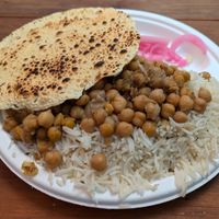 channa masala with pappad at Platter Division Indian Grill - Wonderlove in Portland