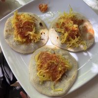 Delicious vegan papusas with salsa and pickled cabbage   at Pupusas y Más Carolina in El Zonte
