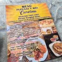 Vegan and vegetarian options clearly marked. at Pupusas y Más Carolina in El Zonte