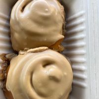 Dirty chai cinnamon roll  at Black Cat Vegan Bakery in Foley