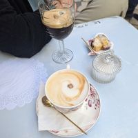 Espresso freddo, cappuccino with oat milk at Porselani in Corfu