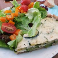 Zucchini Quiche & Salad with Walnut dressing - mind blowing salad (never underestimate the power of a very good salad) at Cafe Hibiskus in Cologne