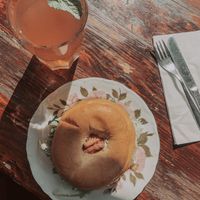 Vegan Tuna Bagel at Cafe Rotkehlchen - Venloer Str in Cologne