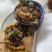 Quiche with tofu and salads of the day!  at Cafe Rotkehlchen - Venloer Str in Cologne