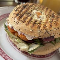 Bagel carrot salmon   at Cafe Rotkehlchen - Venloer Str in Cologne