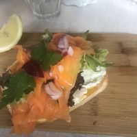 half of the carrot salmon sandwich at Cafe Rotkehlchen - Venloer Str in Cologne