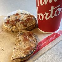 PB & J on a cinnamon and raisin bagel   at Tim Hortons  in Niagara Falls