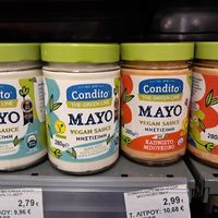 Greek brand vegan mayo at Market IN in Kalampaka