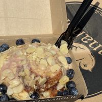 Build your own roll. Raspberry cream, almonds, and blueberries   at Cinnaholic in Odessa