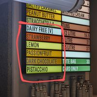 Menu - circled items are the vegan range at Piccolina Gelateria in Melbourne