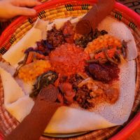 Delicious sharing platter with a bit of everything. at Merkamo Vegan in East London