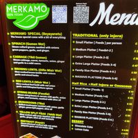 Menu at Merkamo Vegan in East London