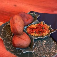 Coconut dumplings   at Merkamo Vegan in East London