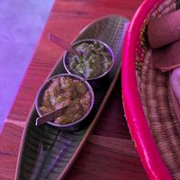 Spicy sauces at Merkamo Vegan in East London