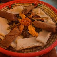 Medium size merkamo house special with Injera at Merkamo Vegan in East London